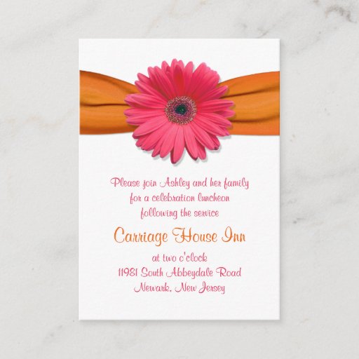 Customizable Pink Gerber Daisy Bat Mitzvah Reception Card Business Card Template