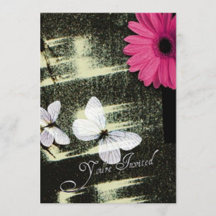 Pink Gerber Daisy Butterfly Dream Birthday Party Invitation