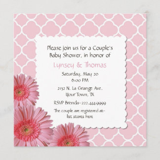 Pink Gerber Daisy Couple's Baby Shower Invitation