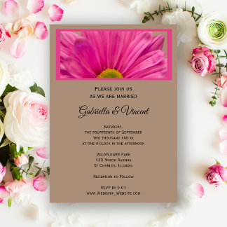 Pink Gerber Daisy Flower Wedding Invitation