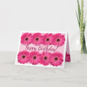 Pink Gerber Daisy Happy Birthday Card