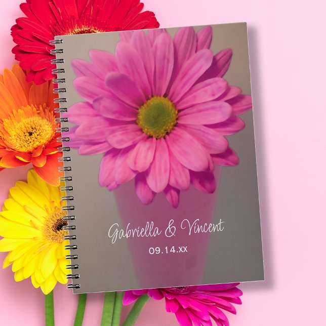 Pink Gerber Daisy in Vase Wedding Notebook (Creator Uploaded)