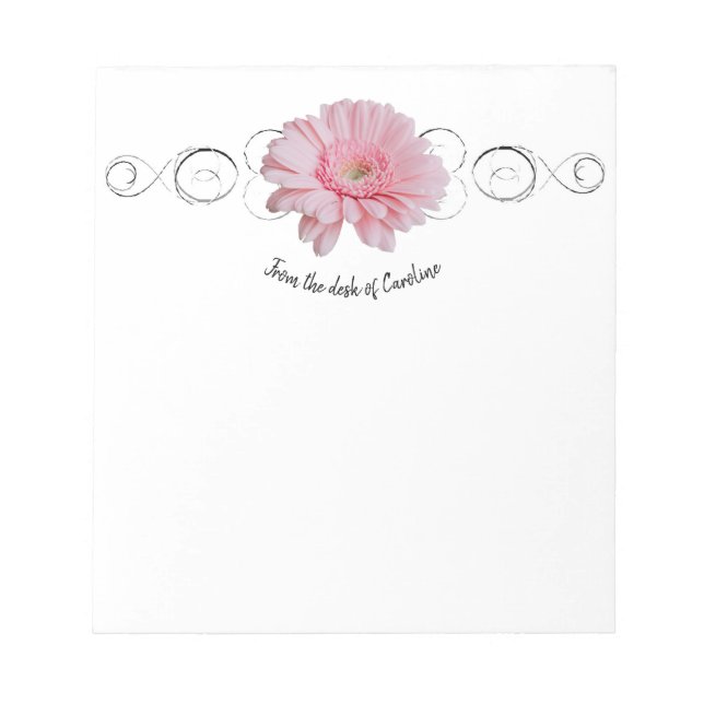 Pink Gerber Daisy Personalized Notepad (Front)