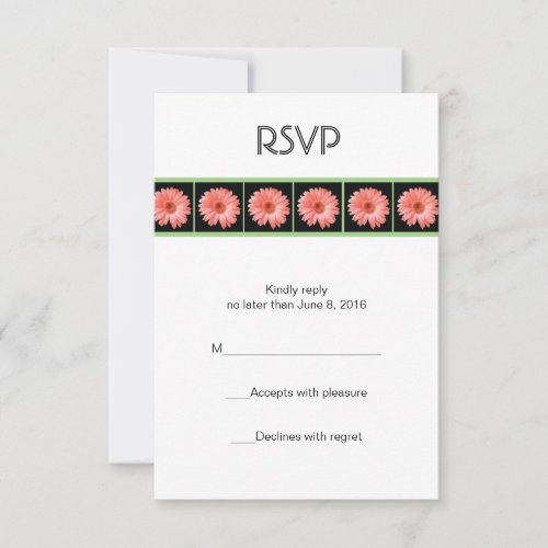 Pink gerber daisy RSVP card