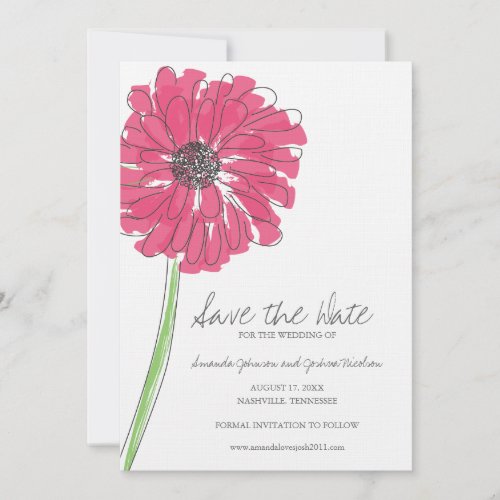 Pink Gerber Daisy Save the Date