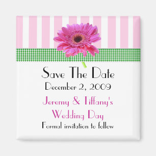 Pink Gerber Daisy Save the Date Magnet