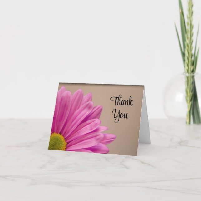 Pink Gerber Daisy Thank You Card (Front)