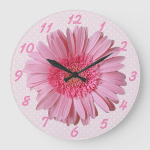Pink Gerber Daisy Wall Clock