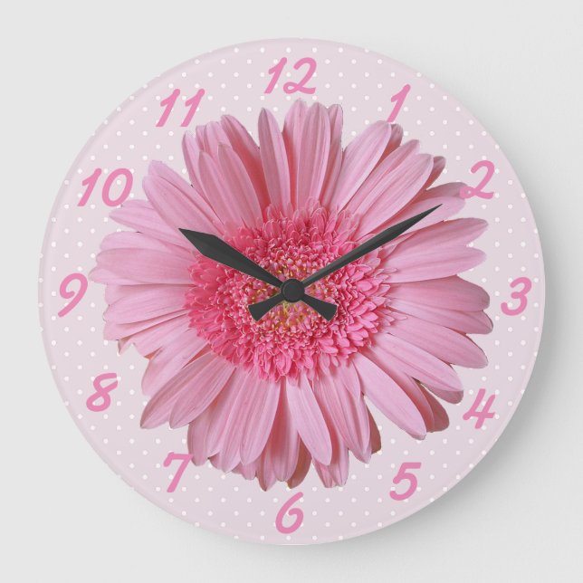 Pink Gerber Daisy Wall Clock (Front)