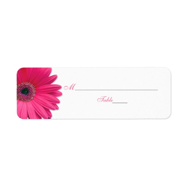 Pink Gerber Daisy Wedding Place Card Labels (Front)