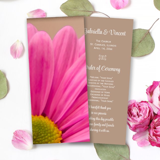 Pink Gerber Daisy Wedding Program (Creator Uploaded)