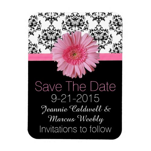 Pink Gerber Daisy Wedding Save the Date Magnet
