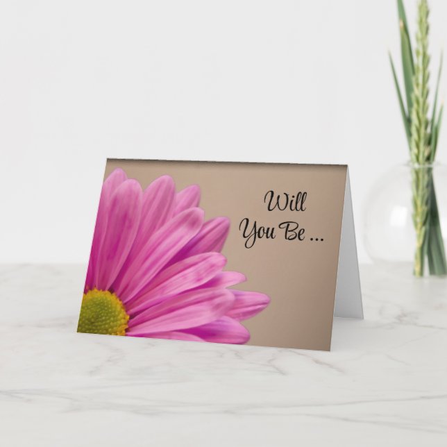 Pink Gerber Daisy Will You Be My Bridesmaid Invitation (Front)