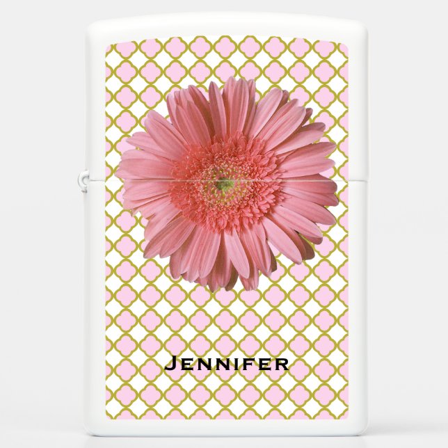 Pink Gerber Daisy Zippo Lighter (Front)