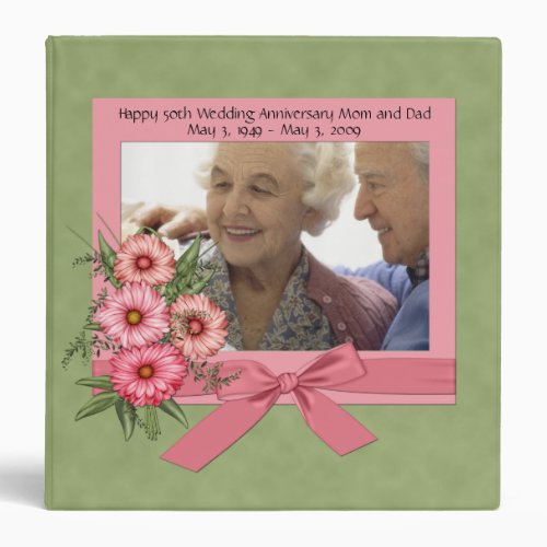 Pink Gerbera Daisies and Green Photo Binder