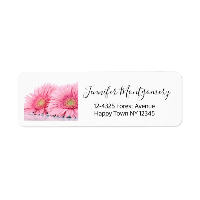 Pink Gerbera Daisies Elegant Photo Label (Front)