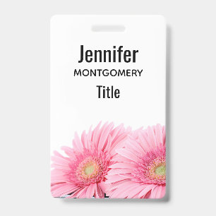 Pink Gerbera Daisies Elegant Photography Badge