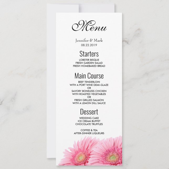 Pink Gerbera Daisies Elegant Photography Invitation (Front)