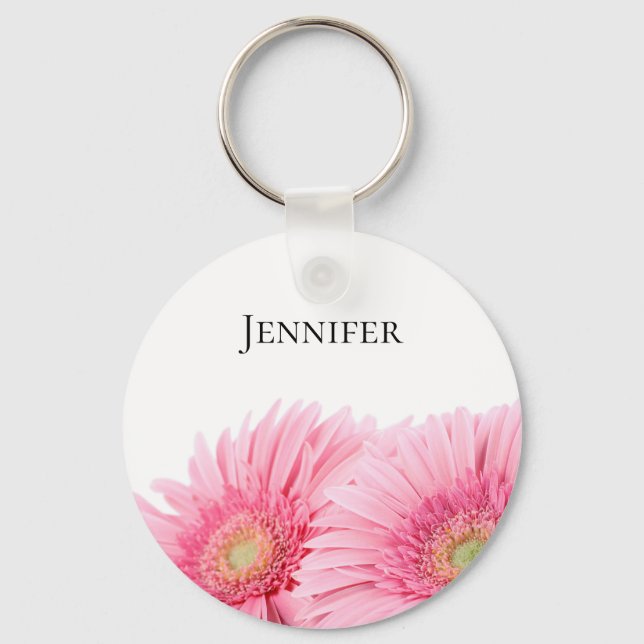 Pink Gerbera Daisies Elegant Photography Keychain (Front)