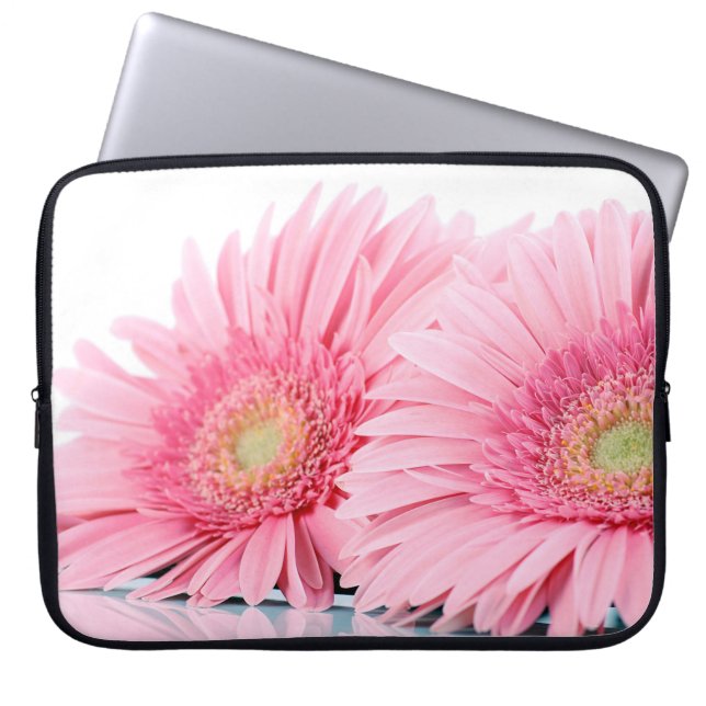 Pink Gerbera Daisies Elegant Photography Laptop Sleeve (Front)