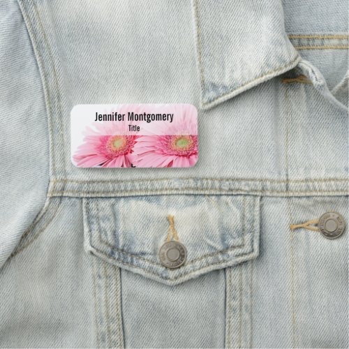 Pink Gerbera Daisies Elegant Photography Name Tag