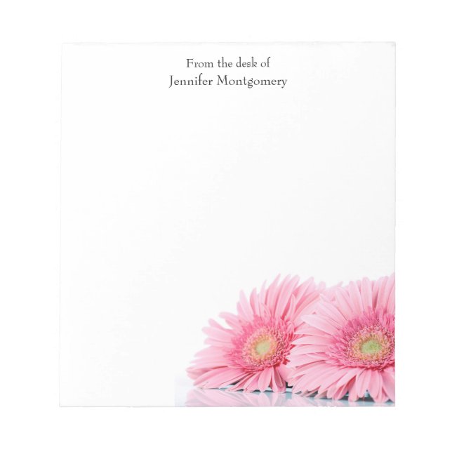 Pink Gerbera Daisies Elegant Photography Notepad (Front)