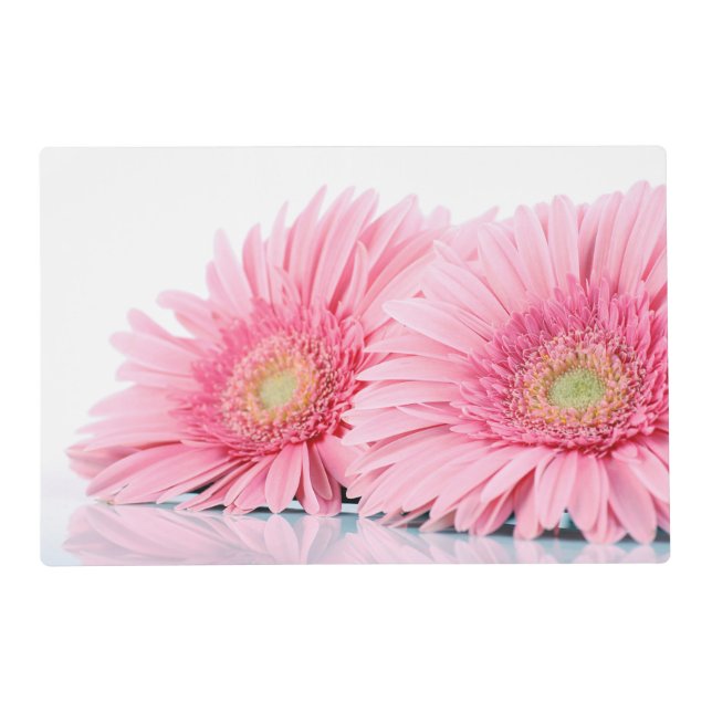 Pink Gerbera Daisies Elegant Photography Placemat (Back)