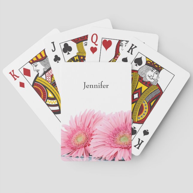 Pink Gerbera Daisies Elegant Photography Poker Cards (Back)