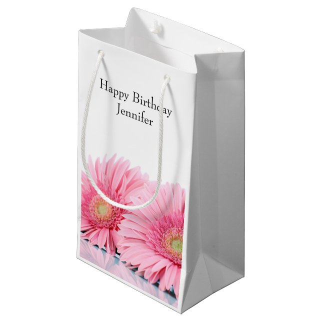 Pink Gerbera Daisies Elegant Photography Small Gift Bag (Front Angled)
