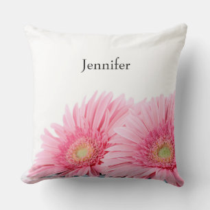 Pink Gerbera Daisies Elegant Photography Throw Pillow