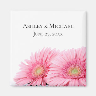 Pink Gerbera Daisies Elegant Photography Wedding Magnet