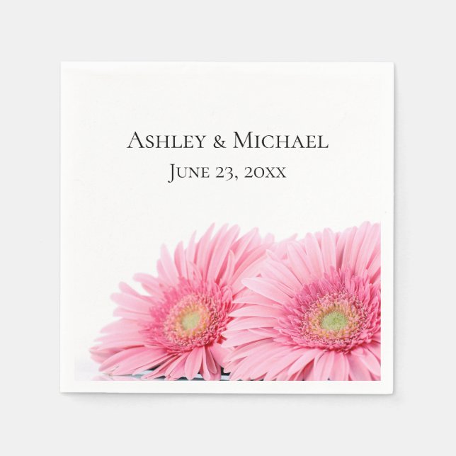 Pink Gerbera Daisies Elegant Photography Wedding Napkins (Front)