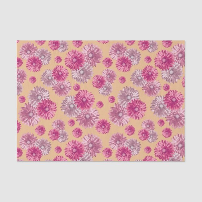 Pink Gerbera Daisies floral gift bag stuffer Tissue Paper (Front)