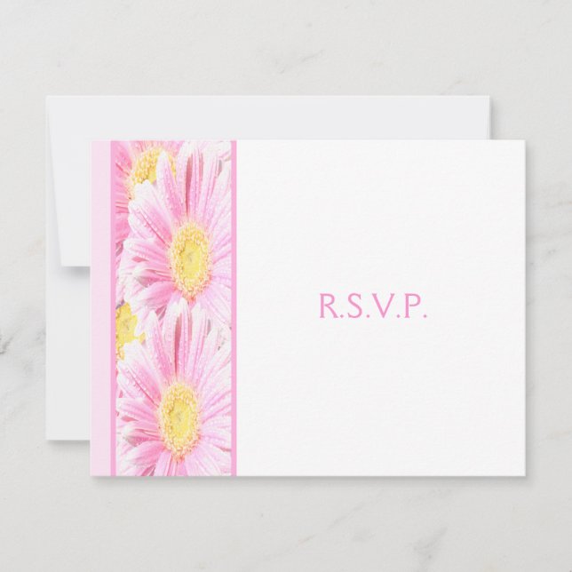 Pink Gerbera Daisies on White Reply Card (Front)