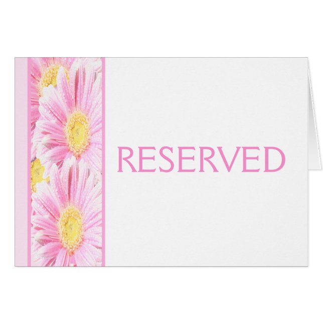 Pink Gerbera Daisies on White Reserved Card (Front Horizontal)