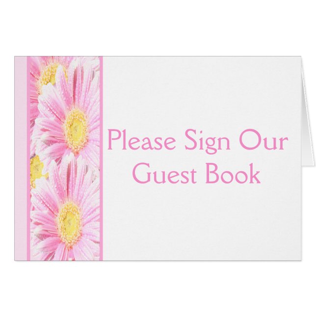 Pink Gerbera Daisies on White Table Card (Front Horizontal)