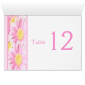 Pink Gerbera Daisies on White Table Number Card (Inside Horizontal (Bottom))