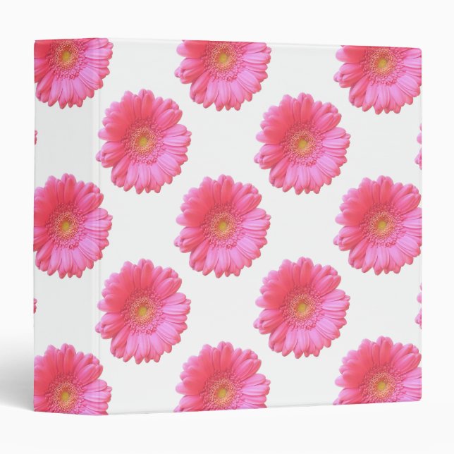 Pink gerbera daisy 3 ring binder (Front/Spine)