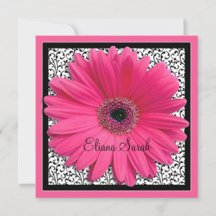 Pink Gerbera Daisy Bat Mitzvah Invitation