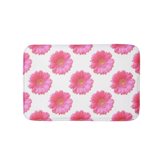 Pink gerbera daisy bathroom mat (Front)