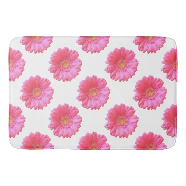 Pink gerbera daisy bathroom mat (Front)
