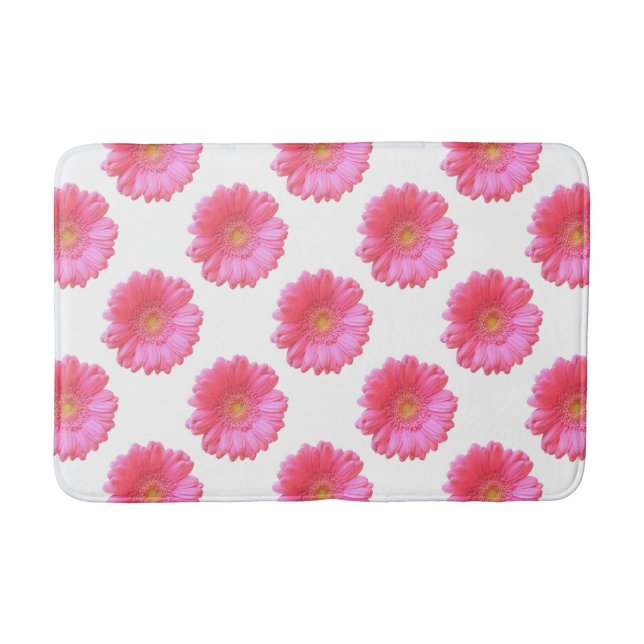 Pink gerbera daisy bathroom mat (Front)