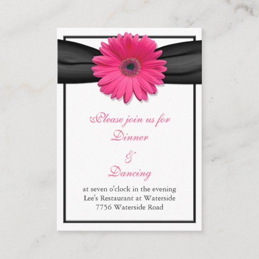 Customizable Pink Gerbera Daisy Reception Card Business Card Template