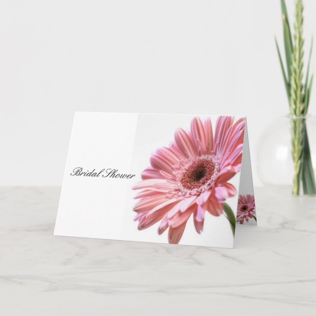 Pink gerbera daisy bridal shower card (Front)