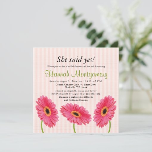 Pink Gerbera Daisy Bridal Shower Invitations Zazzle