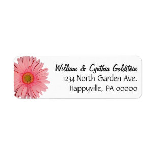 Pink Gerbera Daisy Custom Address Labels