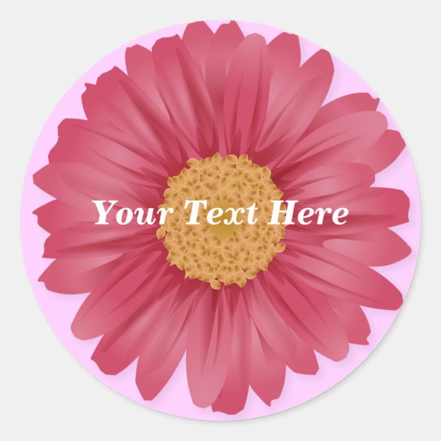 Pink Gerbera Daisy Customizable Sticker (Front)