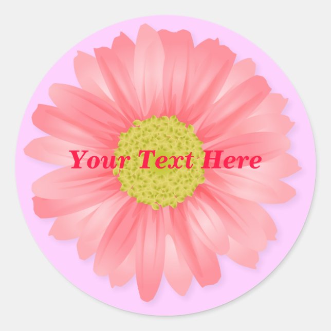 Pink Gerbera Daisy Customizable Sticker (Front)