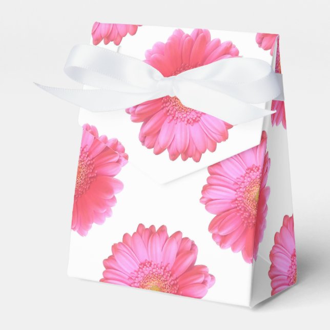 Pink gerbera daisy favor boxes (Front Side)