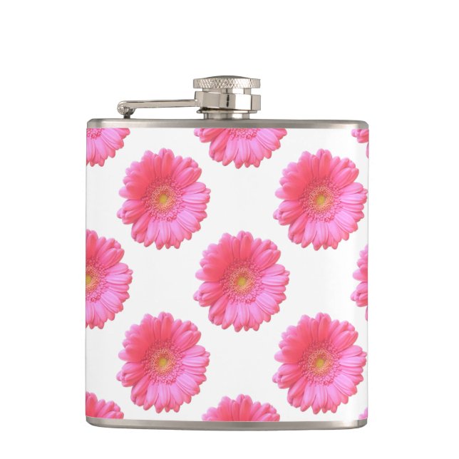 Pink gerbera daisy flask (Front)